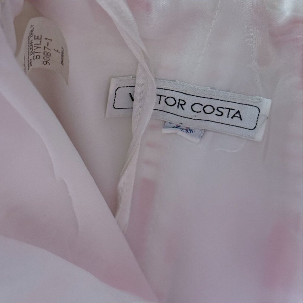 Victor Costa Pink Strapless Dress With Bow Detail 1980s Size 6 Silk Blend - Picture 4 of 5